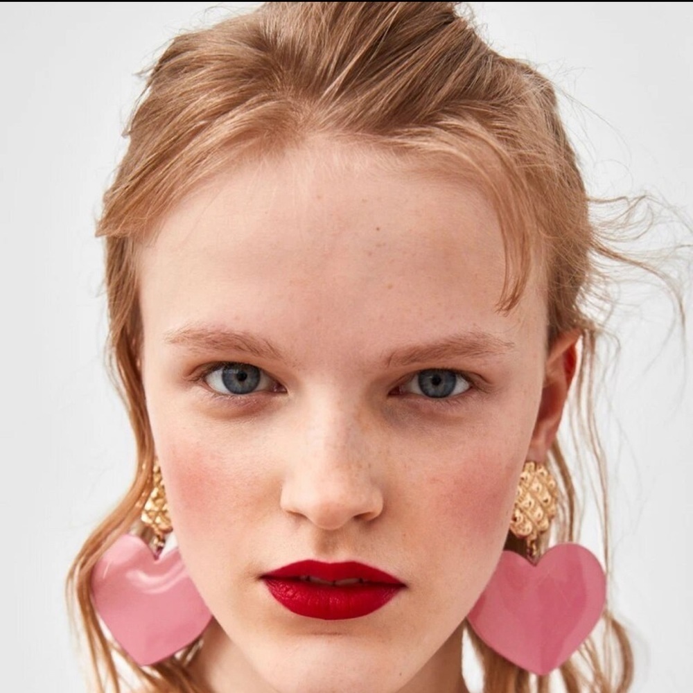 For Love And Lemons Pink Heart Earrings